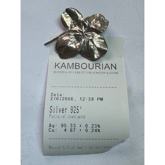 Estate Sterling Silver 925 Four Leaf Clover Brooch Pin, 16.7g, Hallmarked - Picture 6 of 9